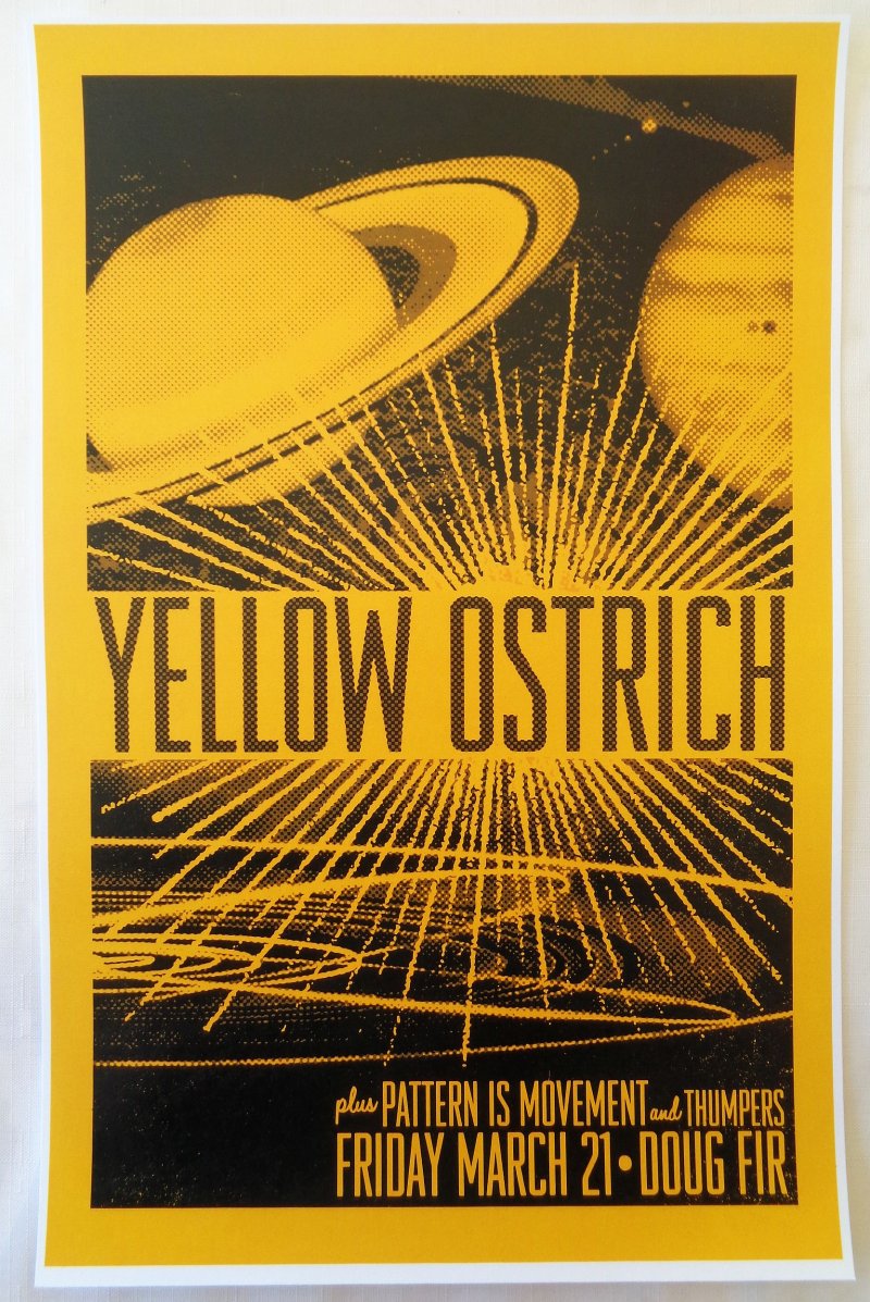 Image 0 of YELLOW OSTRICH 2014 Gig POSTER Cosmos Portland Oregon Concert