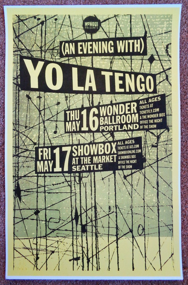 Image 0 of YO LA TENGO 2013 Gig POSTER Seattle Washington & Portland Oregon Concert