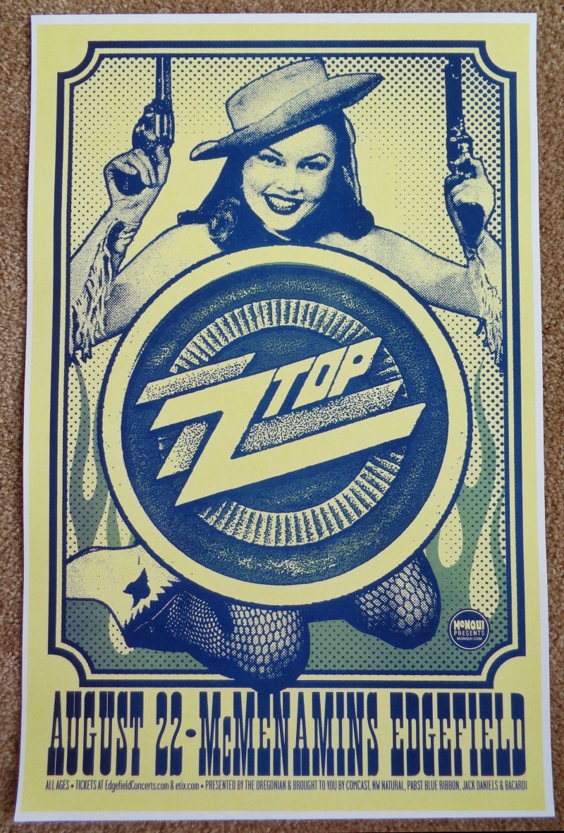 Image 0 of ZZ TOP 2012 Gig POSTER Edgefield Portland Oregon Concert Version 1 of 2 