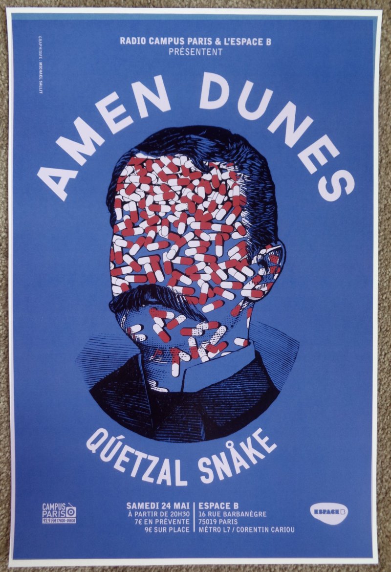 Image 0 of AMEN DUNES 2014 Gig POSTER Paris France Concert