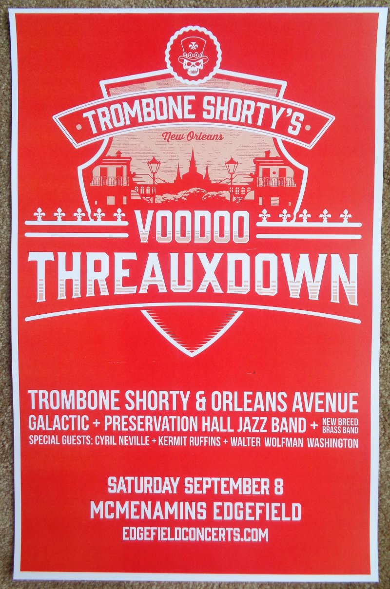Image 0 of TROMBONE SHORTY 2018 Gig POSTER Edgefield Portland Oregon Concert ORLEANS AVENUE