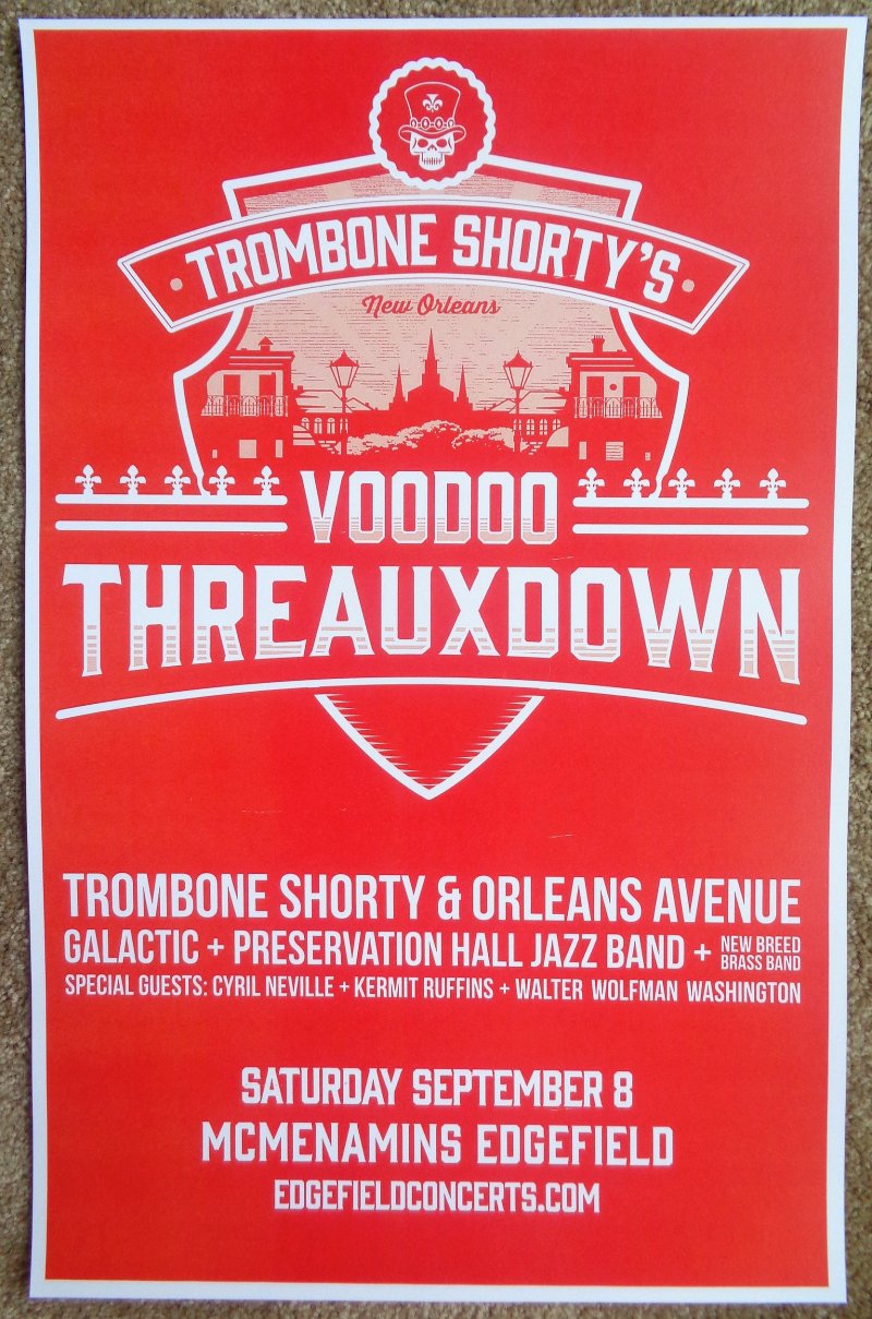 TROMBONE SHORTY 2018 Gig POSTER Edgefield Portland Oregon Concert ORLEANS AVENUE