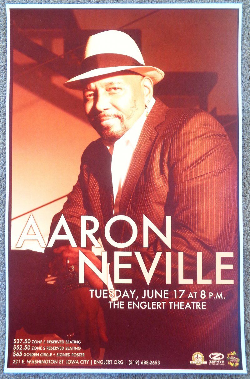 Neville AARON NEVILLE 2014 Gig POSTER Iowa City Concert