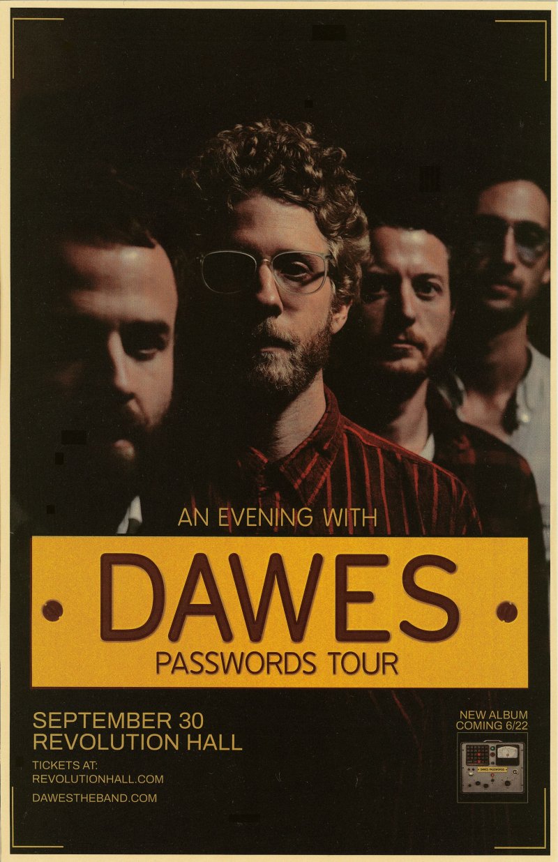 Image 0 of DAWES 2018 Gig POSTER Portland Oregon Concert Password Tour