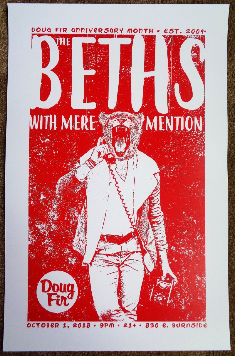 Image 0 of Beths THE BETHS 2018 Gig POSTER Portland Oregon Concert