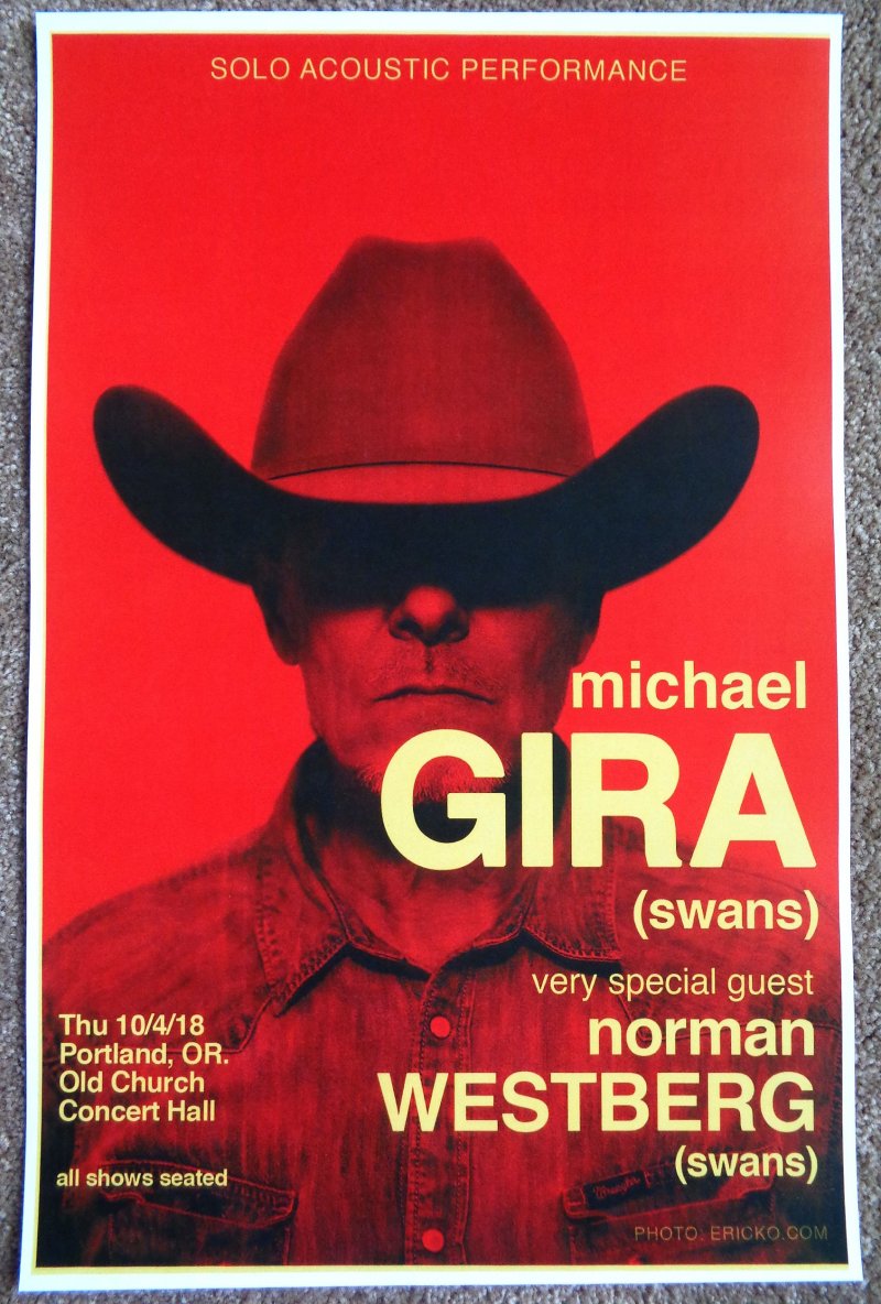 Gira MICHAEL GIRA of SWANS 2018 Gig POSTER Portland Oregon Concert