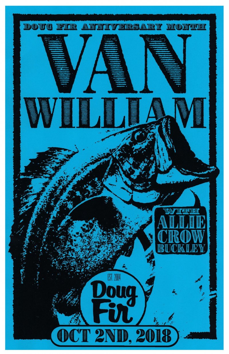 Image 0 of William VAN WILLIAM 2018 Gig POSTER Portland Oregon Concert