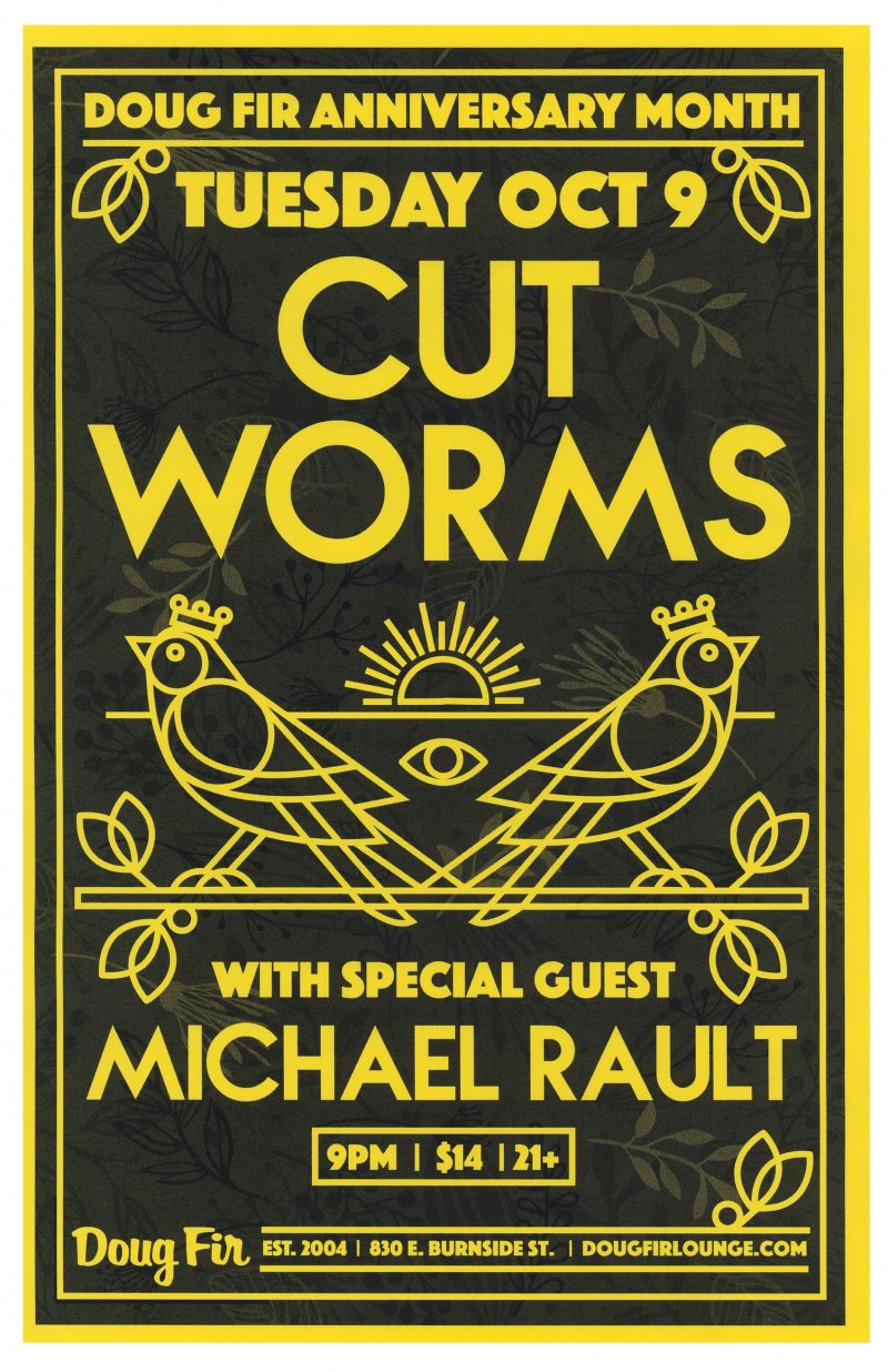 Image 0 of CUT WORMS Gig 2018 POSTER Portland Oregon Concert MAX CLARKE