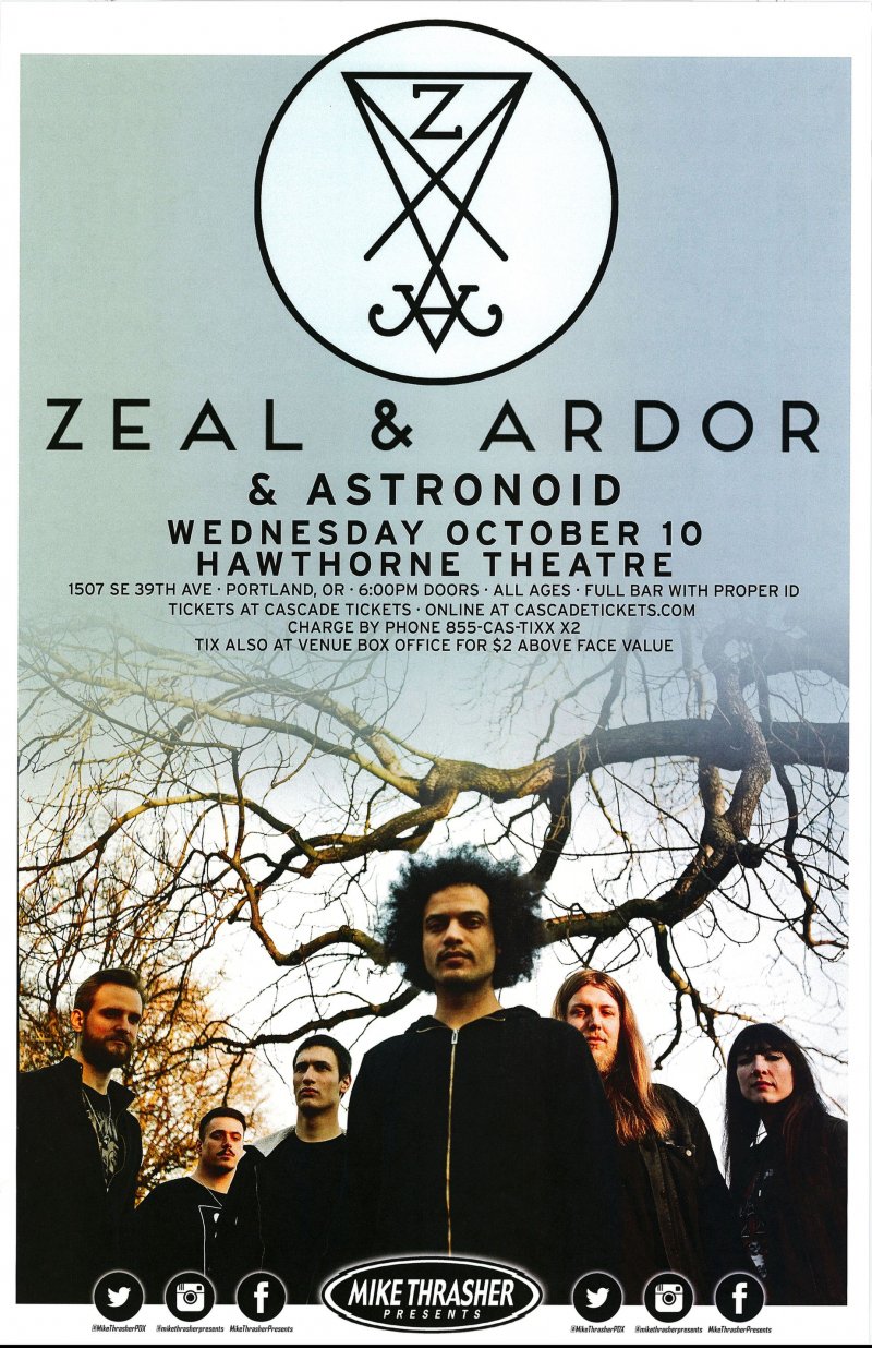 Image 0 of ZEAL & ARDOR 2018 Gig POSTER Portland Oregon Concert