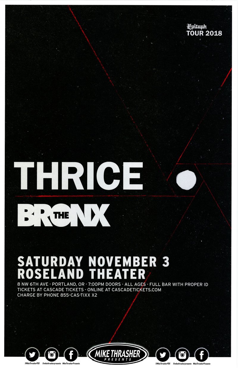 Image 0 of THRICE 2018 Gig POSTER Portland Oregon Concert 