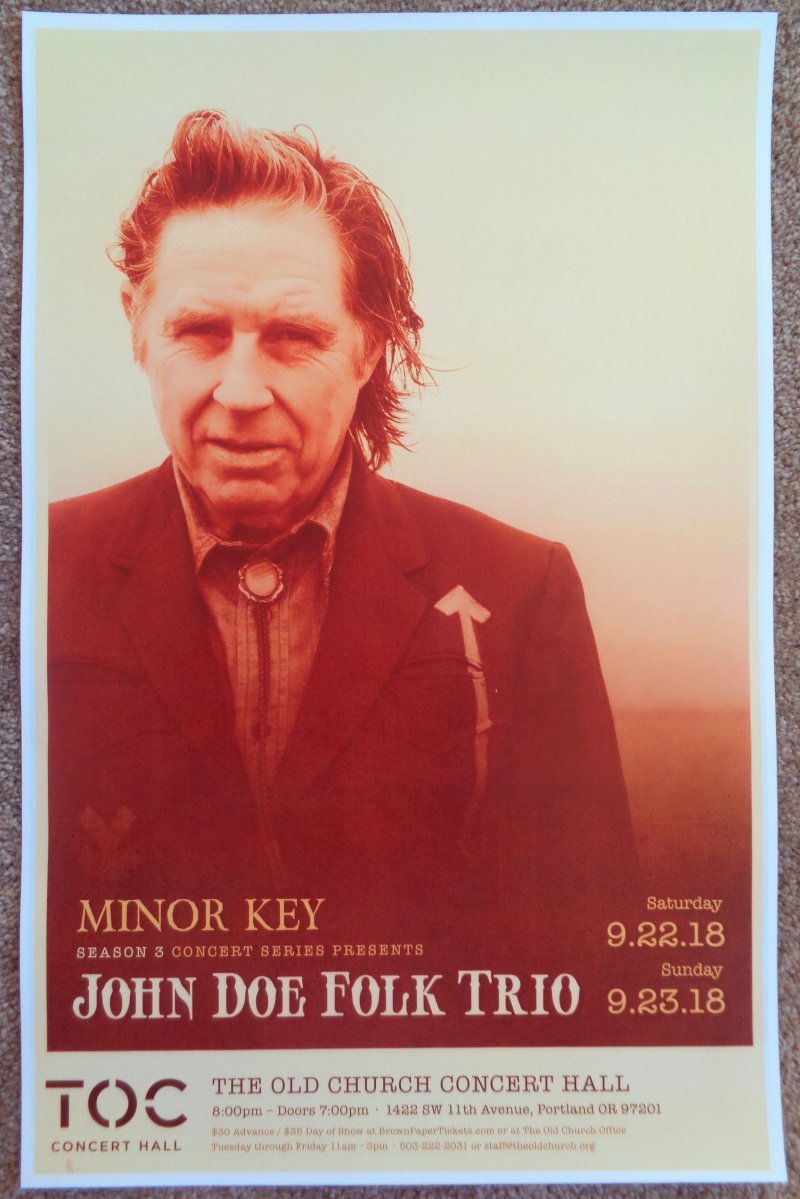 Image 0 of Doe JOHN DOE 2018 Gig POSTER X Band Portland Oregon Concert