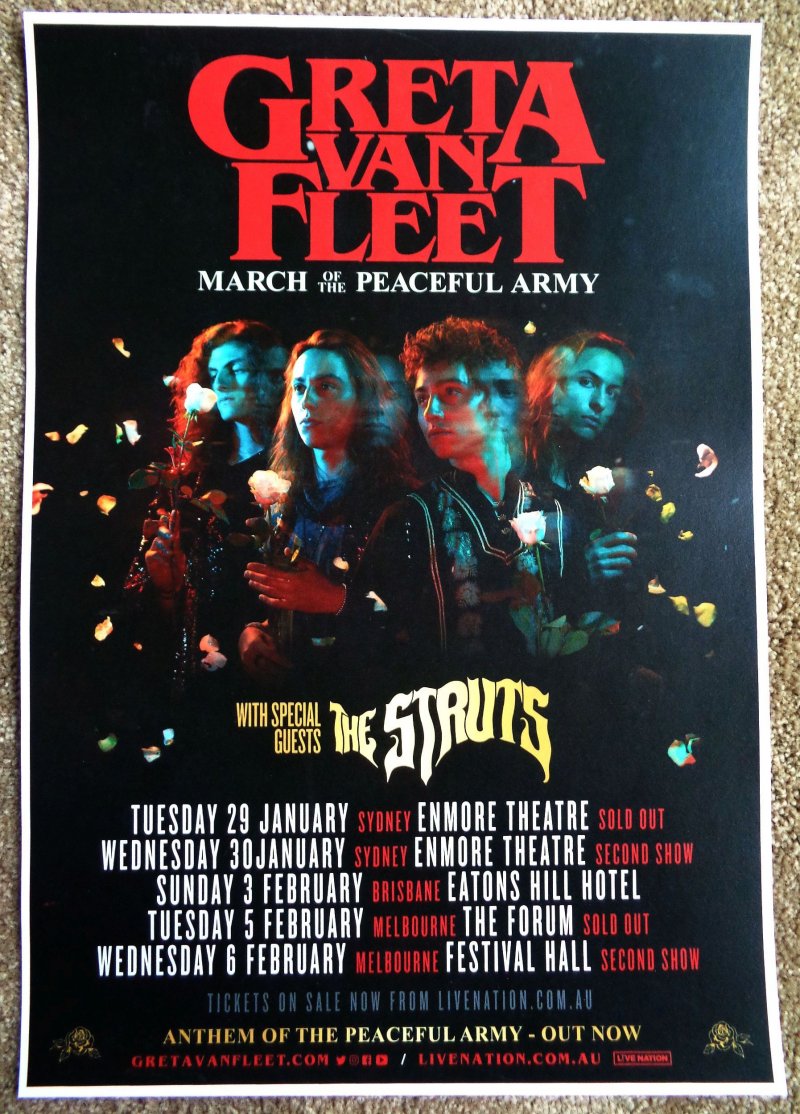 Image 0 of GRETA VAN FLEET 2019 Tour POSTER Australia Gig Concert January-February