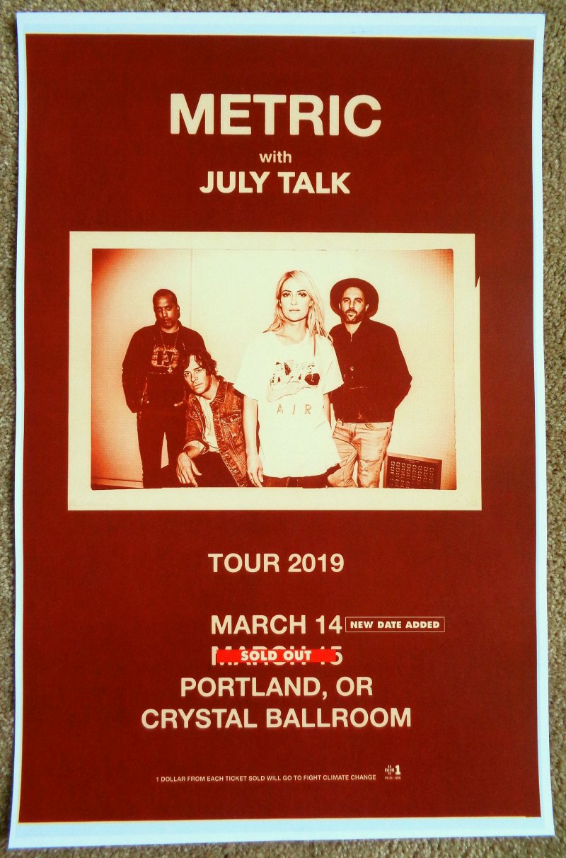 Image 0 of METRIC 2019 Gig POSTER Portland Oregon Concert Version 2 of 2