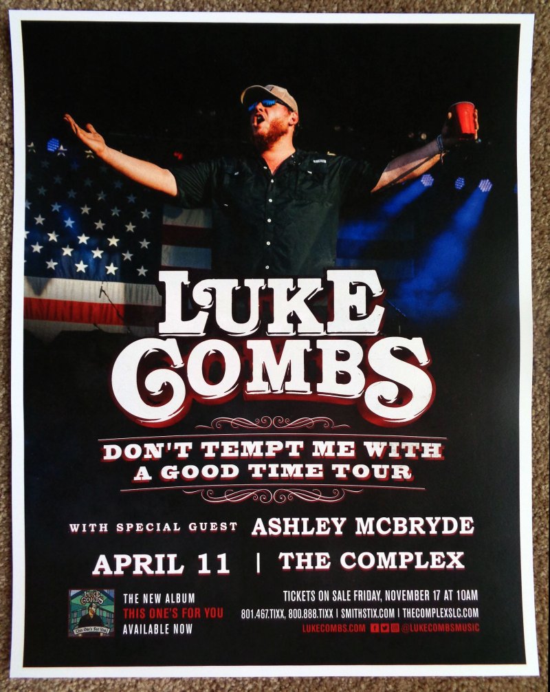 Image 0 of Combs LUKE COMBS 2018 Gig POSTER Salt Lake City Concert Utah