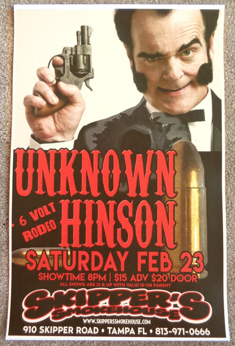 Hinson UNKNOWN HINSON 2019 Gig POSTER Tampa Florida Concert Cuyler Adult Swim