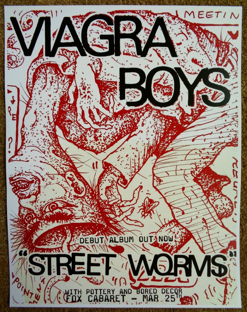 VIAGRA BOYS 2019 Gig POSTER Vancouver Canada Concert Street Worms BC