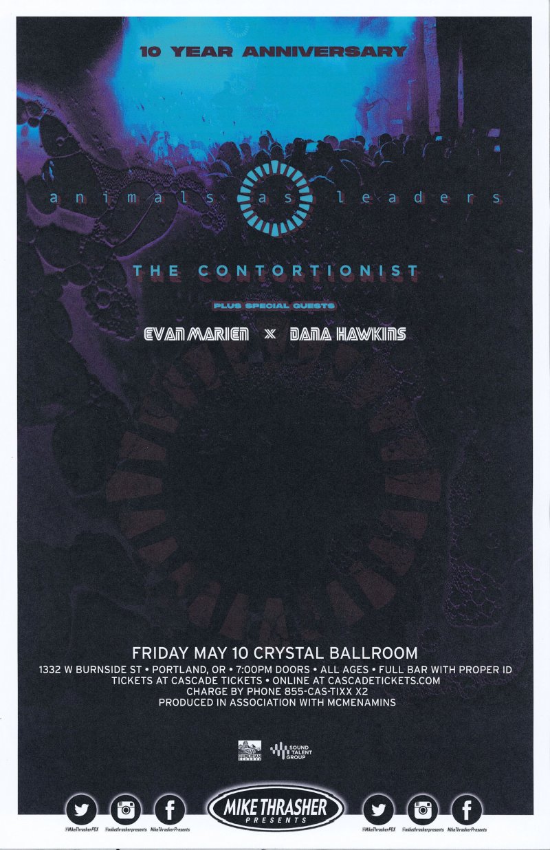 Image 0 of ANIMALS AS LEADERS 2019 Gig POSTER Portland Oregon Concert