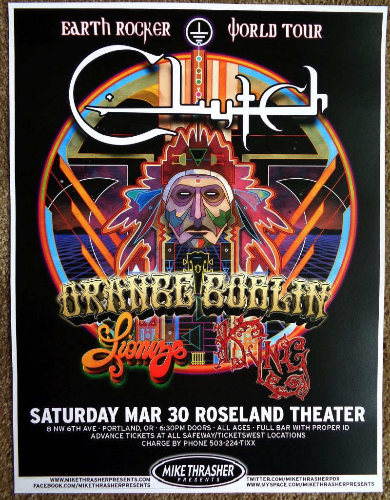 Image 0 of CLUTCH 2013 Gig POSTER Portland Oregon Concert Earth Rocker Tour