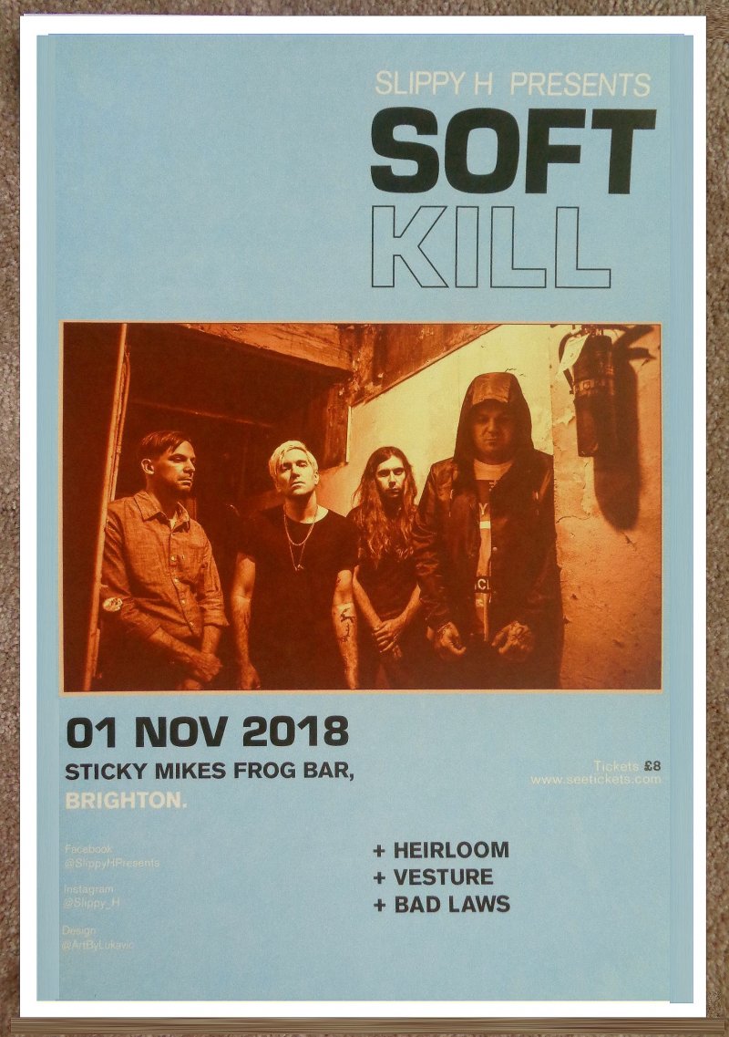 Image 0 of SOFT KILL 2018 Gig POSTER Brighton United Kingdom Concert 