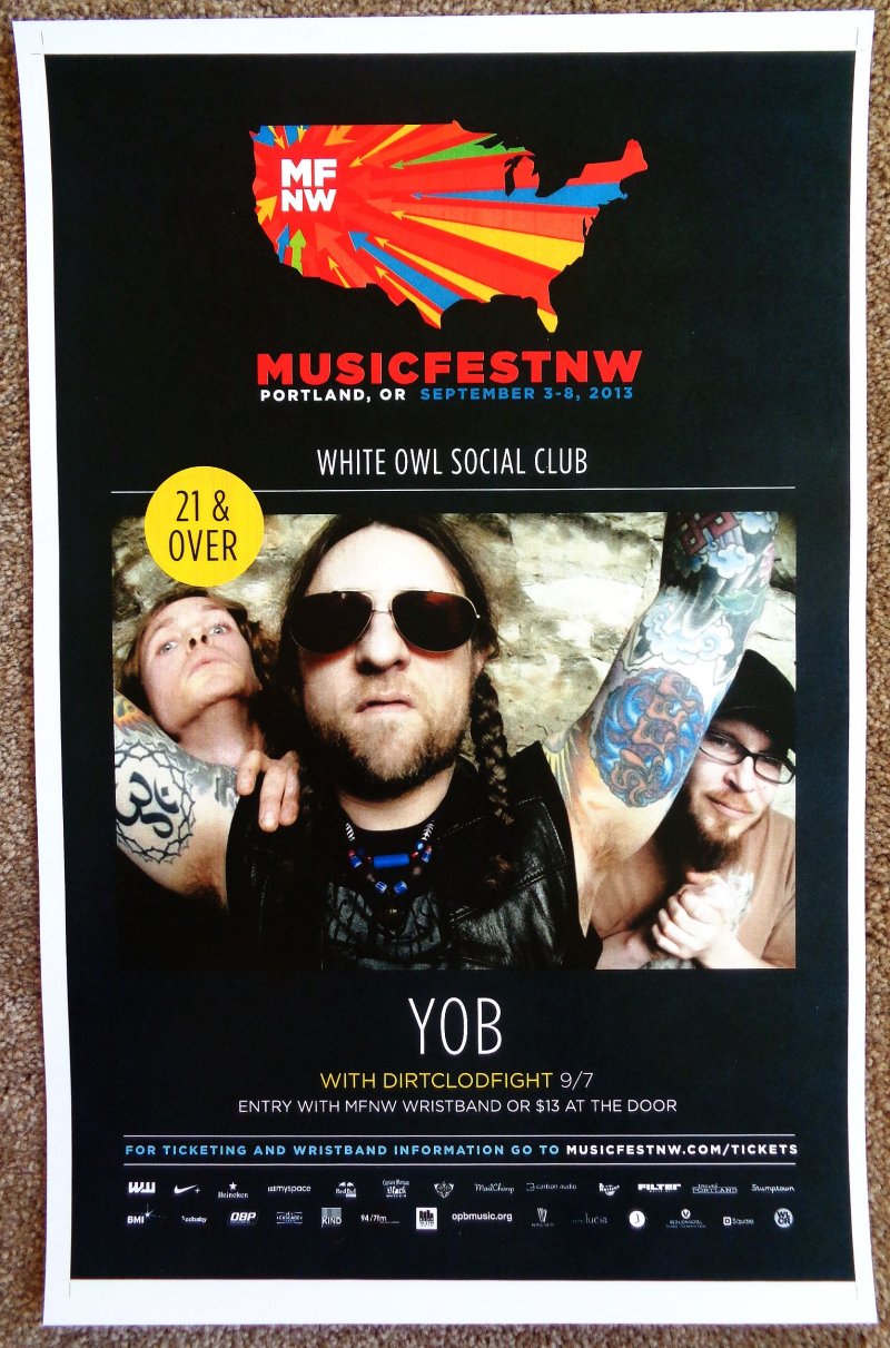 Image 0 of YOB 2013 Gig POSTER Portland Oregon MFNW Concert Musicfest NW