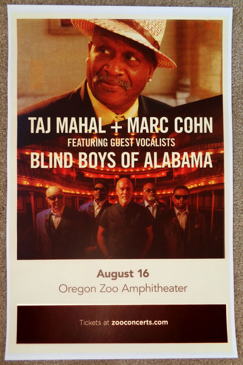 Mahal TAJ MAHAL 2019 Gig POSTER Portland Oregn MARK COHN / BLIND BOYS OF ALABAMA