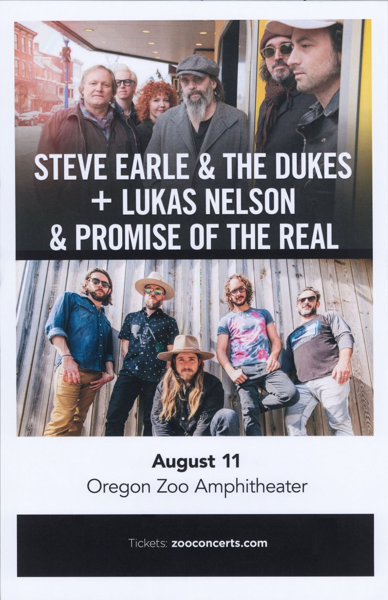Image 0 of Earle STEVE EARLE & LUKAS NELSON 2019 Gig POSTER Portland Oregon Concert