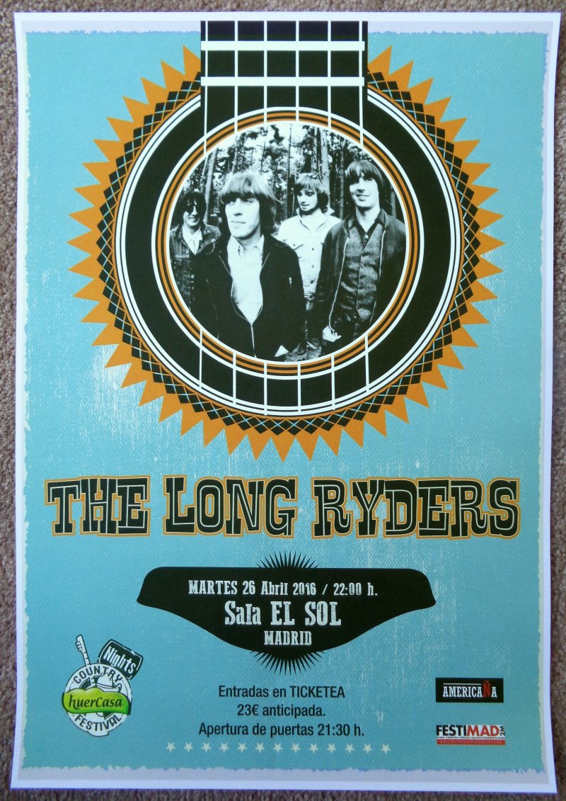 Image 0 of LONG RYDERS 2016 Gig POSTER Madrid Spain Concert The Long Ryders