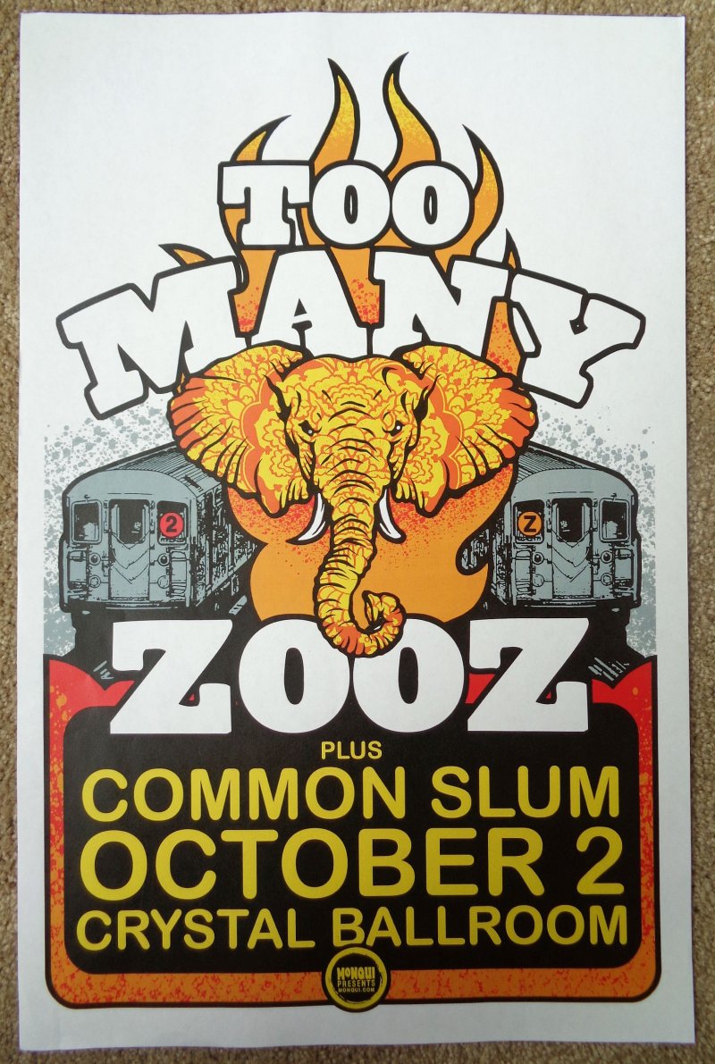 Image 0 of TOO MANY ZOOZ 2019 Gig POSTER Portland Oregon Concert Version 2 of 2