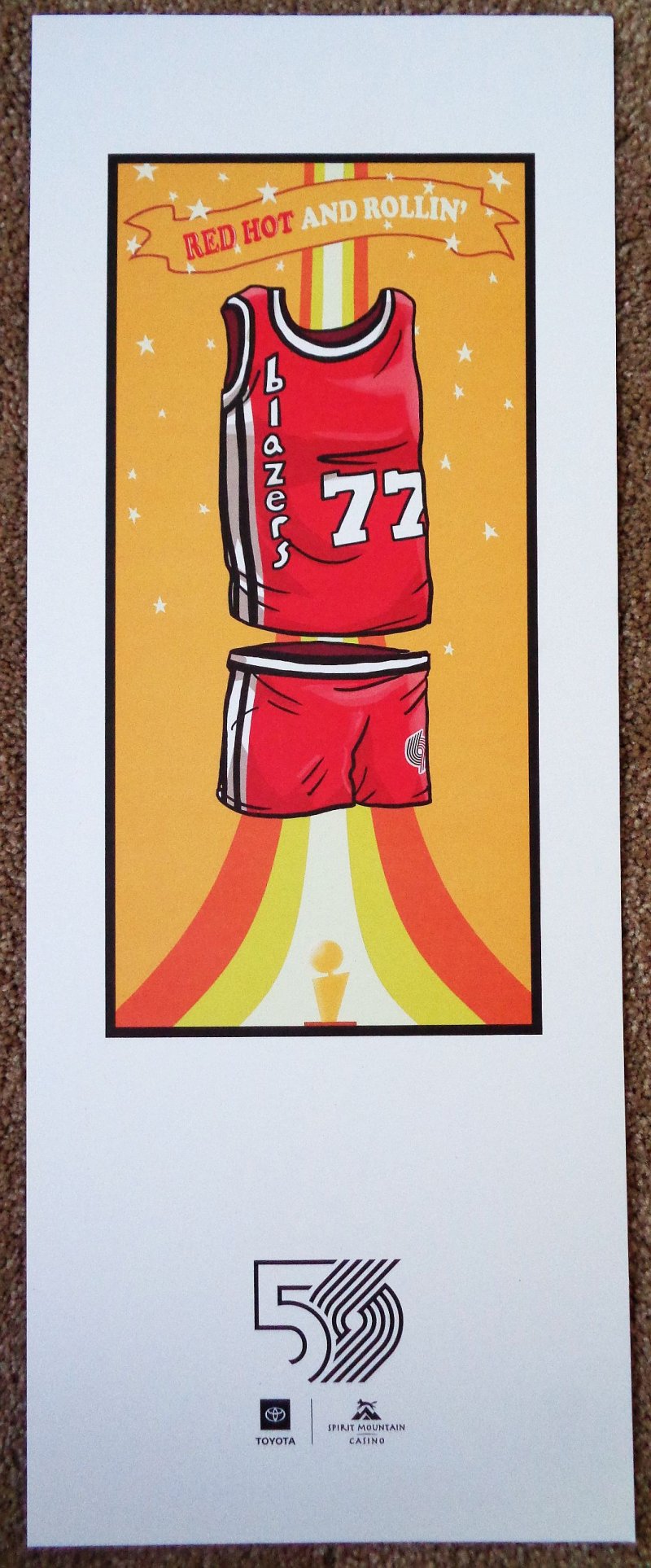 Image 0 of Portland Blazers 50th Season POSTER 1970s Decade 2019 Handout Trailblazers SGA