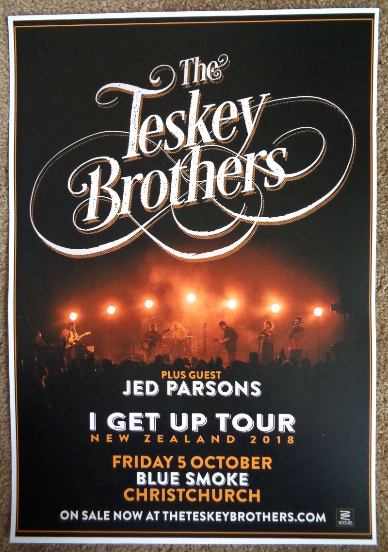 Image 0 of TESKEY BROTHERS 2018 Gig POSTER Christchurch New Zealand Concert 