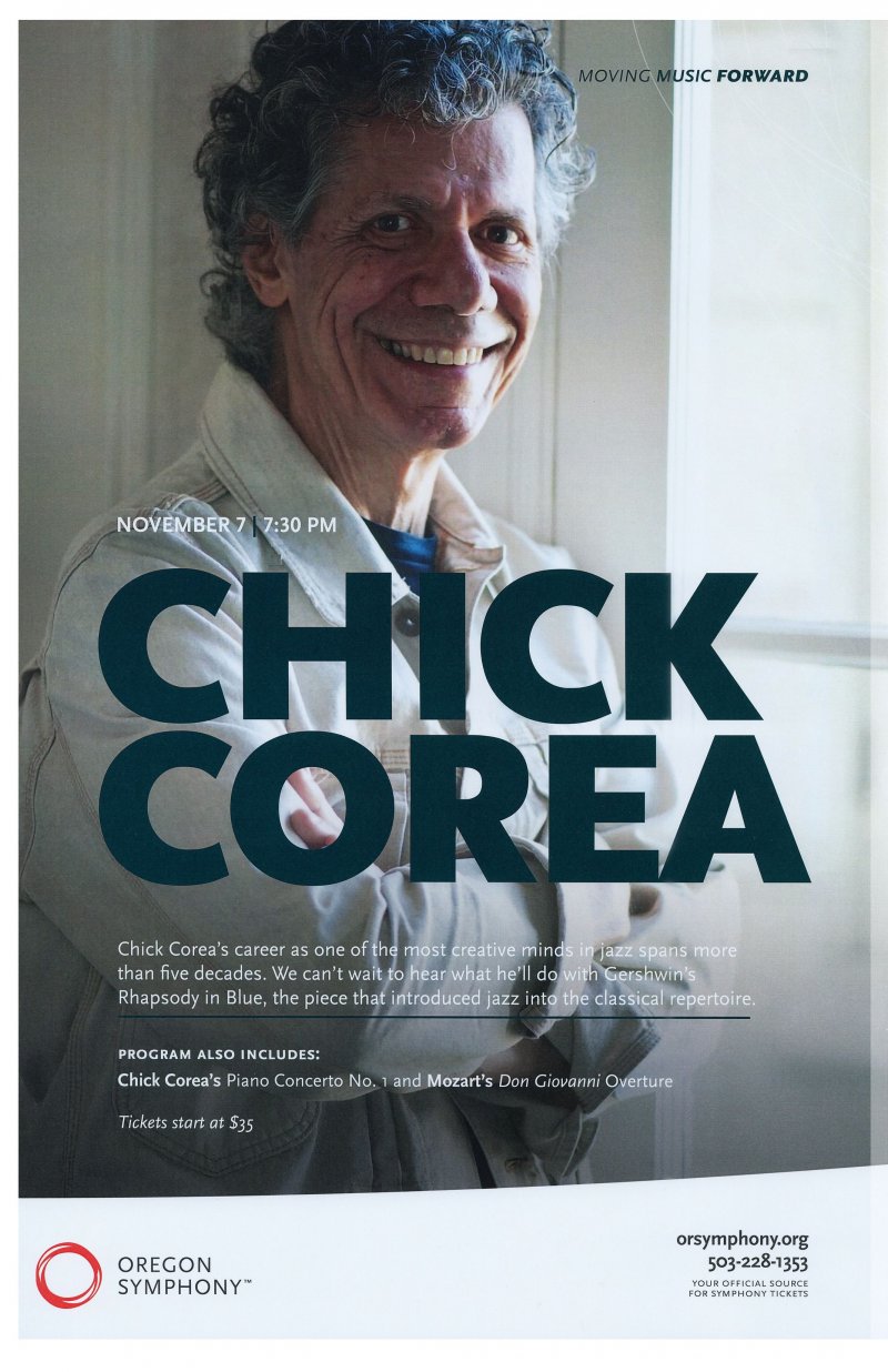 Corea CHICK COREA POSTER Portland Oregon 2019 Gig Concert