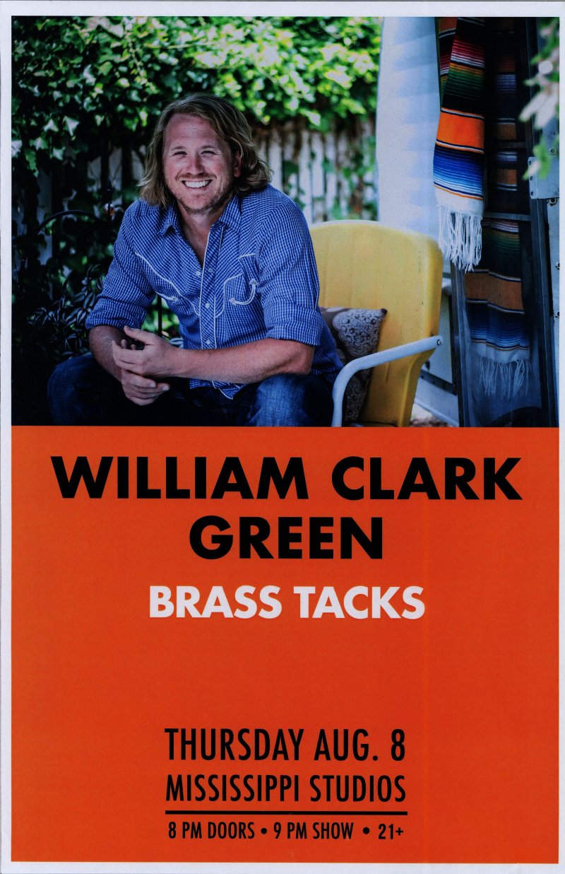 Green WILLIAM CLARK GREEN 2019 Gig POSTER Portland Oregon Concert