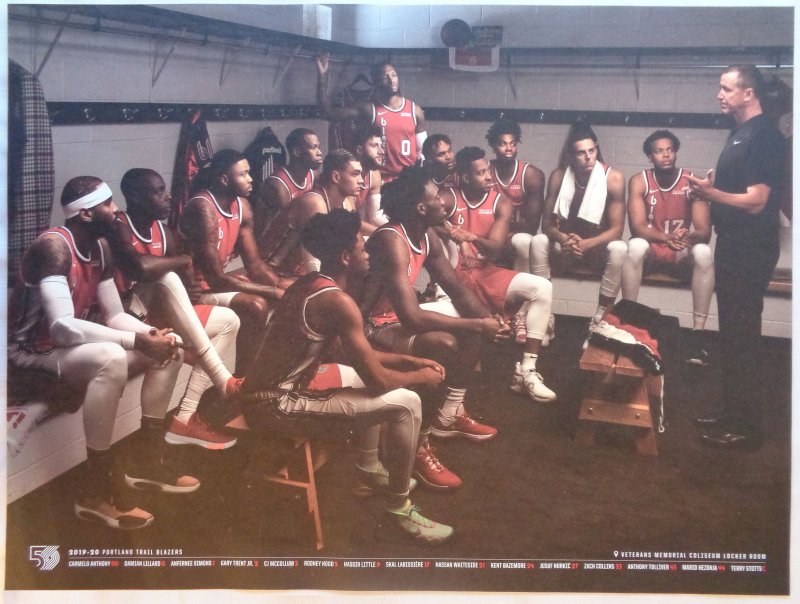 Image 0 of Portland Trailblazers 2019-20 TEAM POSTER Game Handout Blazers Carmelo Lillard