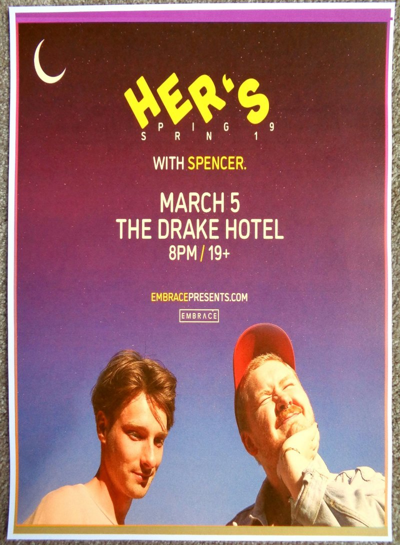 Image 0 of HER'S 2019 Gig POSTER Toronto Ontario Concert Canada Invitation To Hers