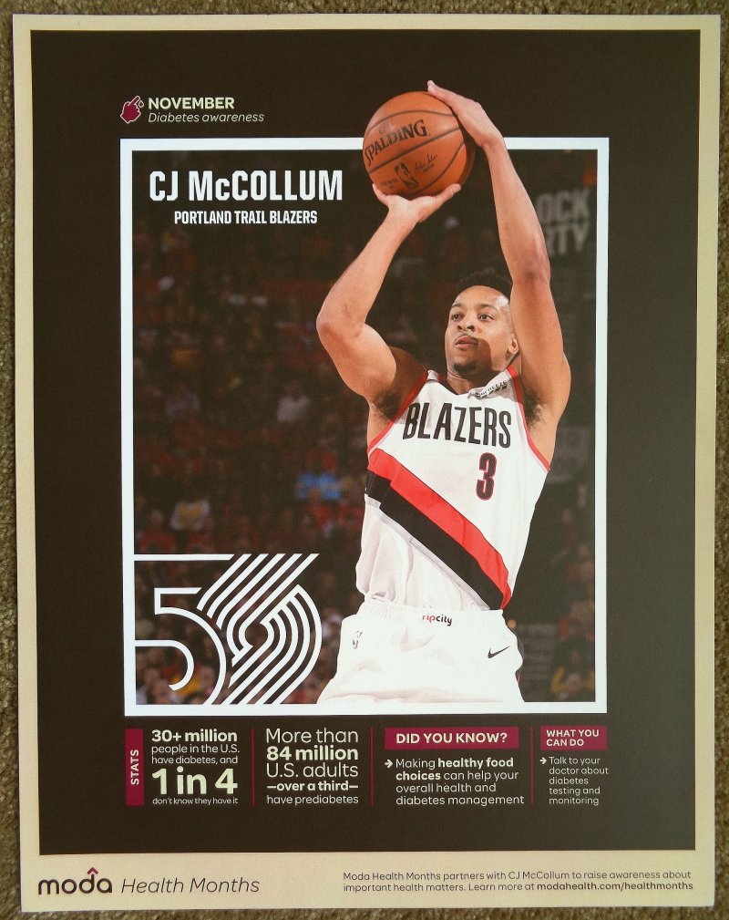 McCollum CJ McCOLLUM 2019 Nov POSTER 1 of 5 Blazers Handout Portland Trailblazer