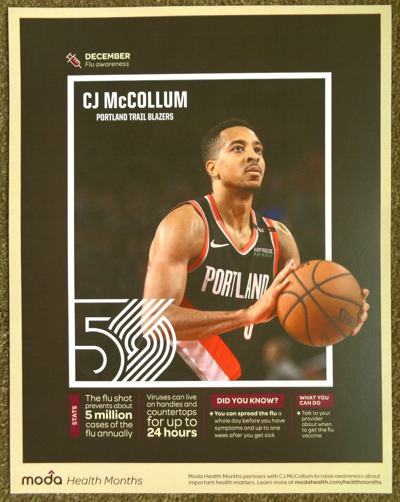 McCollum CJ McCOLLUM 2019 Dec POSTER 2 of 5 Blazers Handout Portland Trailblazer