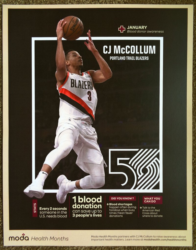 McCollum CJ McCOLLUM 2020 Jan POSTER 3 of 5 Blazers Handout Portland Trailblazer