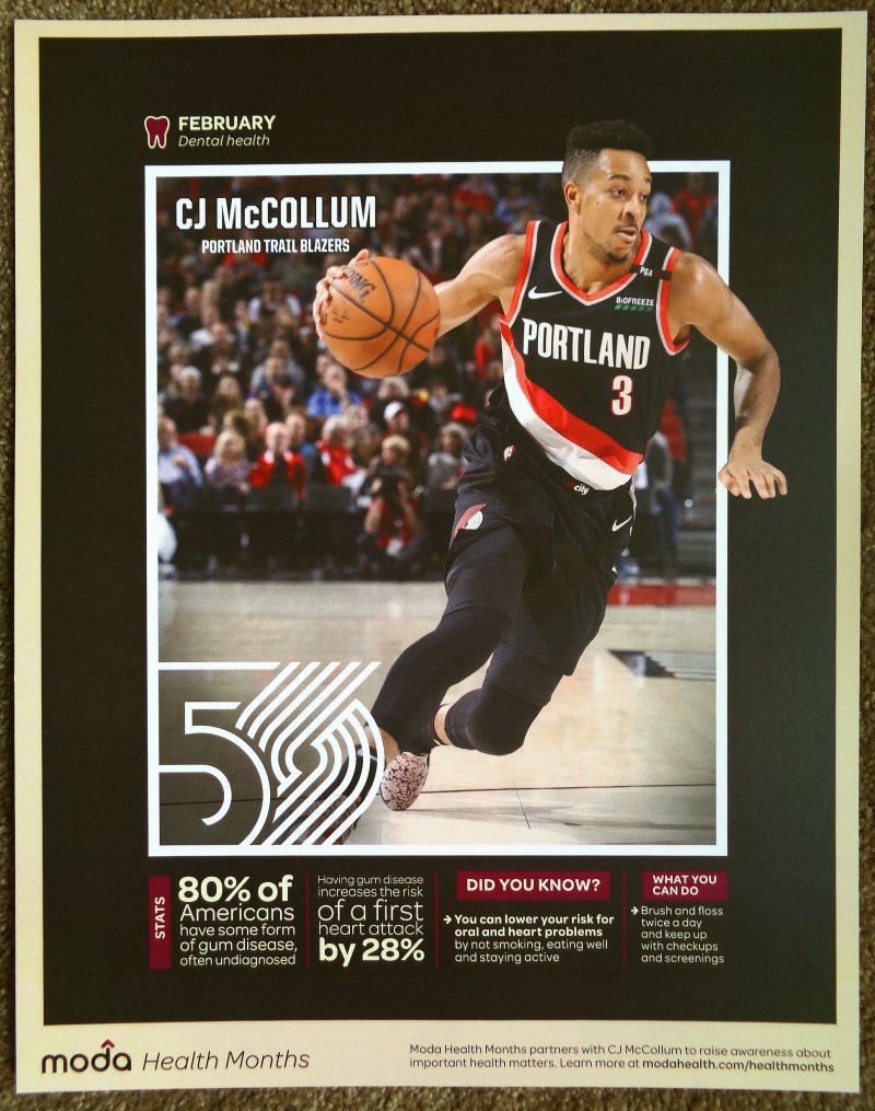 McCollum CJ McCOLLUM 2020 Feb POSTER 4 of 5 Blazers Handout Portland Trailblazer