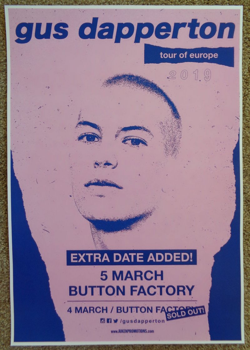 Image 0 of Dapperton GUS DAPPERTON 2019 Gig POSTER Dublin Ireland Concert