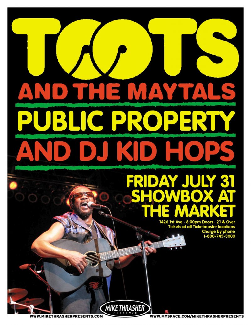 TOOTS AND THE MAYTALS 2009 Gig POSTER Reggae Seattle Concert Washington