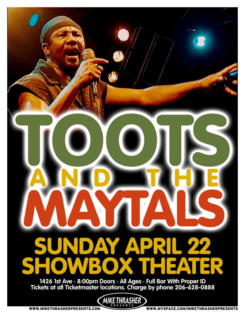 Image 0 of TOOTS AND THE MAYTALS 2007 Gig POSTER Reggae Seattle Concert Washington