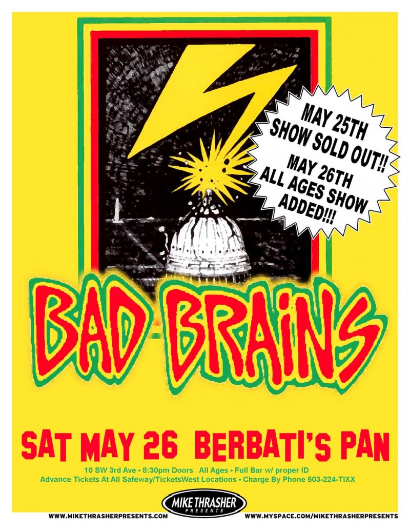 BAD BRAINS 2007 Gig POSTER Portland Oregon Concert