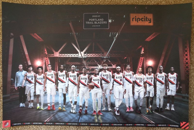 Image 0 of Portland Trailblazers 2021-22 TEAM POSTER Handout Blazers Lillard Billups Nurkic