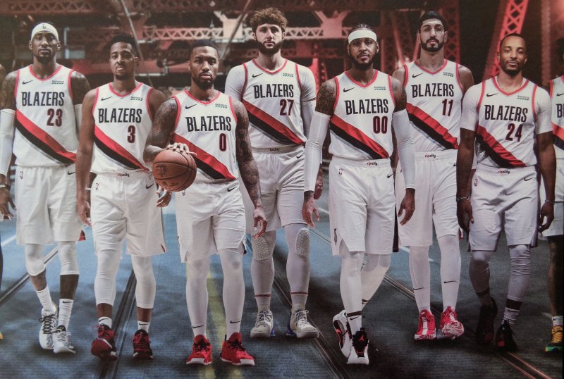 Image 1 of Portland Trailblazers 2020-21 TEAM POSTER Game Handout Blazers Carmelo Lillard