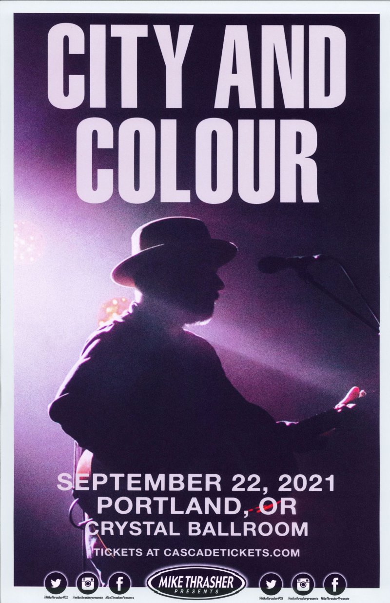 CITY AND COLOUR 2021 Gig POSTER Portland Oregon Concert