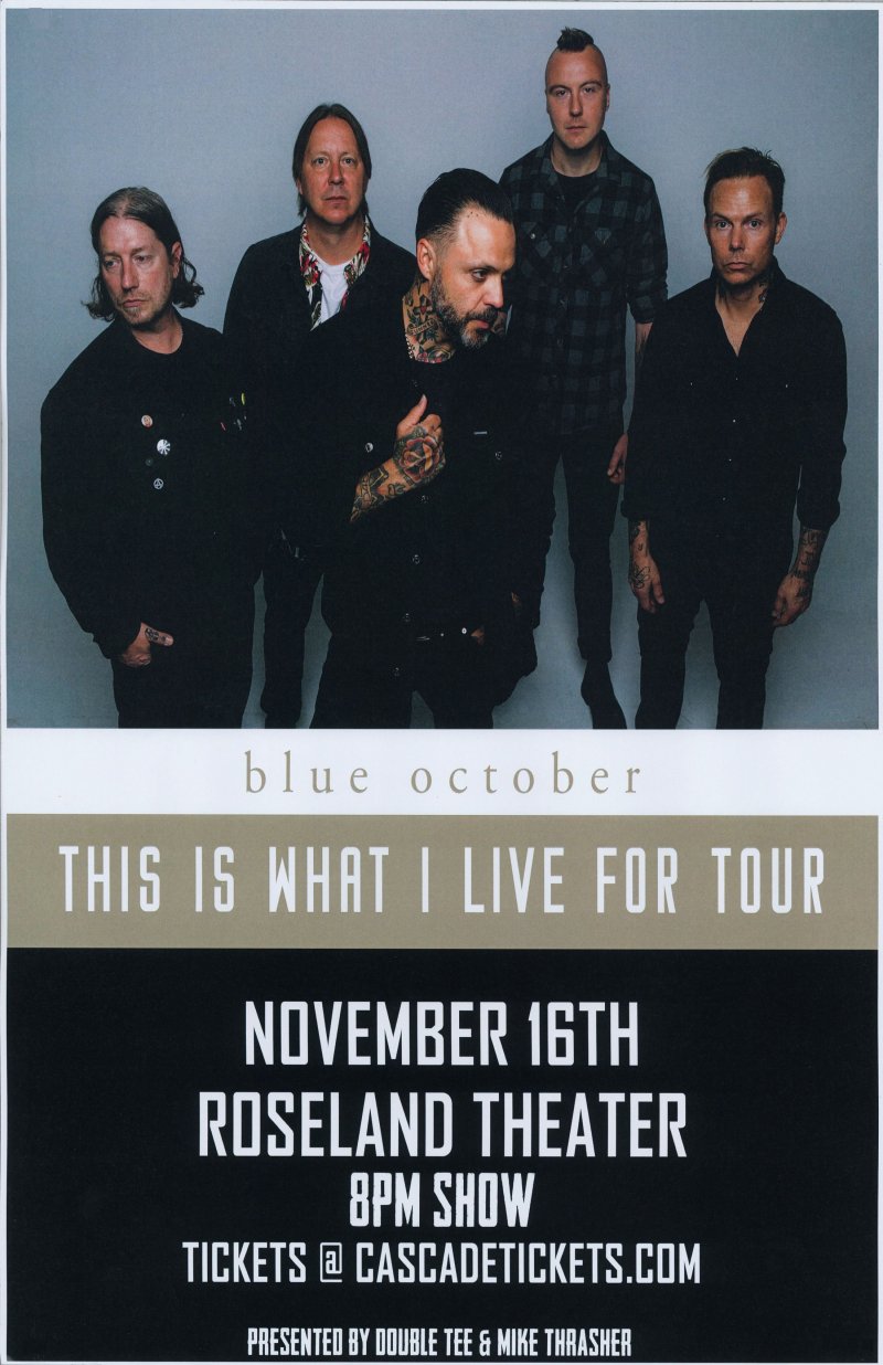 BLUE OCTOBER 2021 Gig POSTER Concert Portland Oregon This Is What I Live For