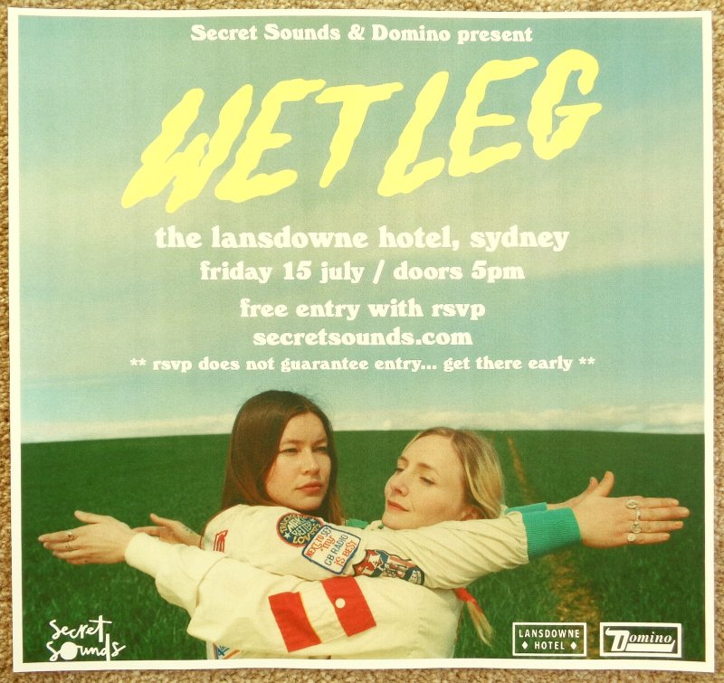 WET LEG 2022 Gig POSTER Sydney Australia Concert