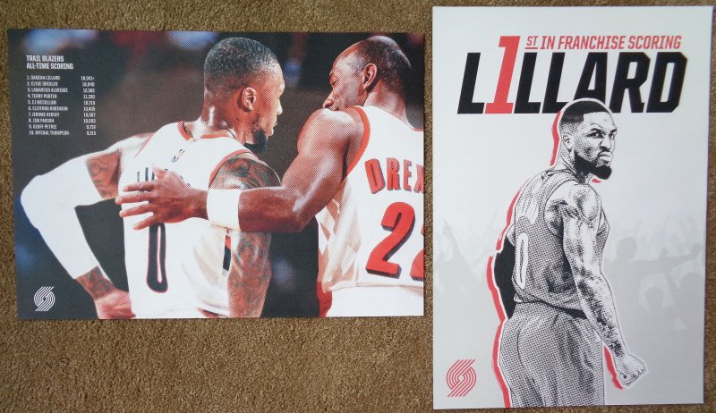 Lillard DAMIAN LILLARD / CLYDE DREXLER Blazers POSTER Portland Trailblazers SGA