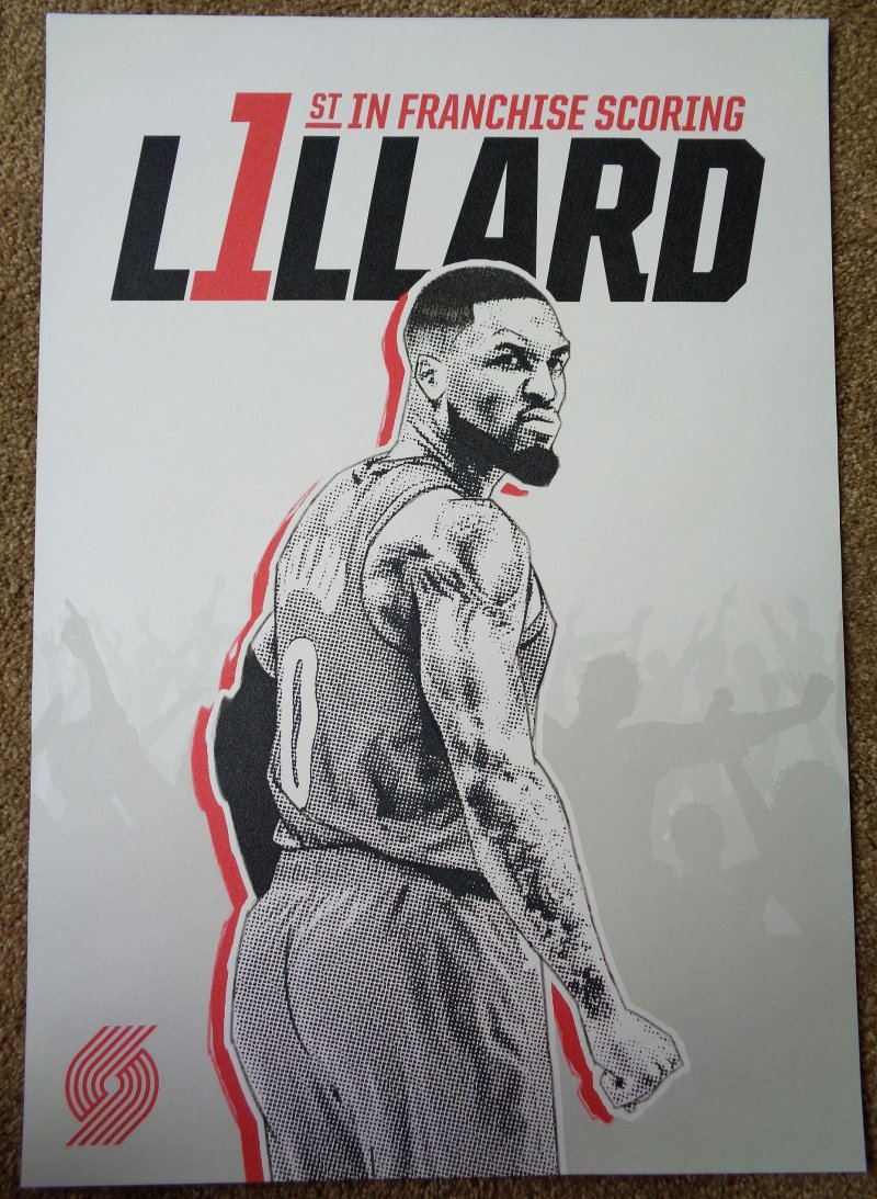 Image 2 of Lillard DAMIAN LILLARD / CLYDE DREXLER Blazers POSTER Portland Trailblazers SGA