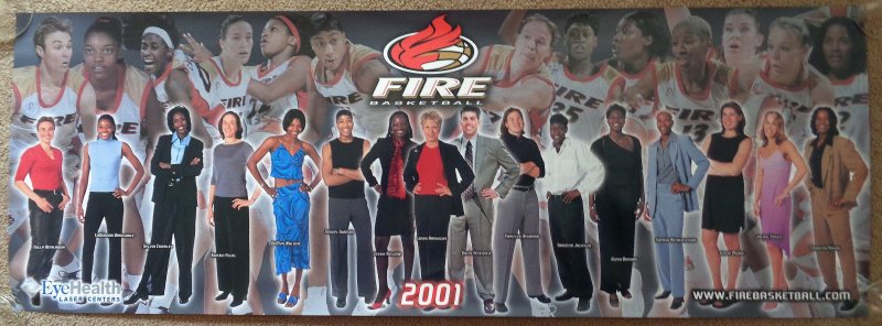 Portland FIRE 2001 TEAM POSTER Handout Jackie Stiles / Crawley + 14 More SGA